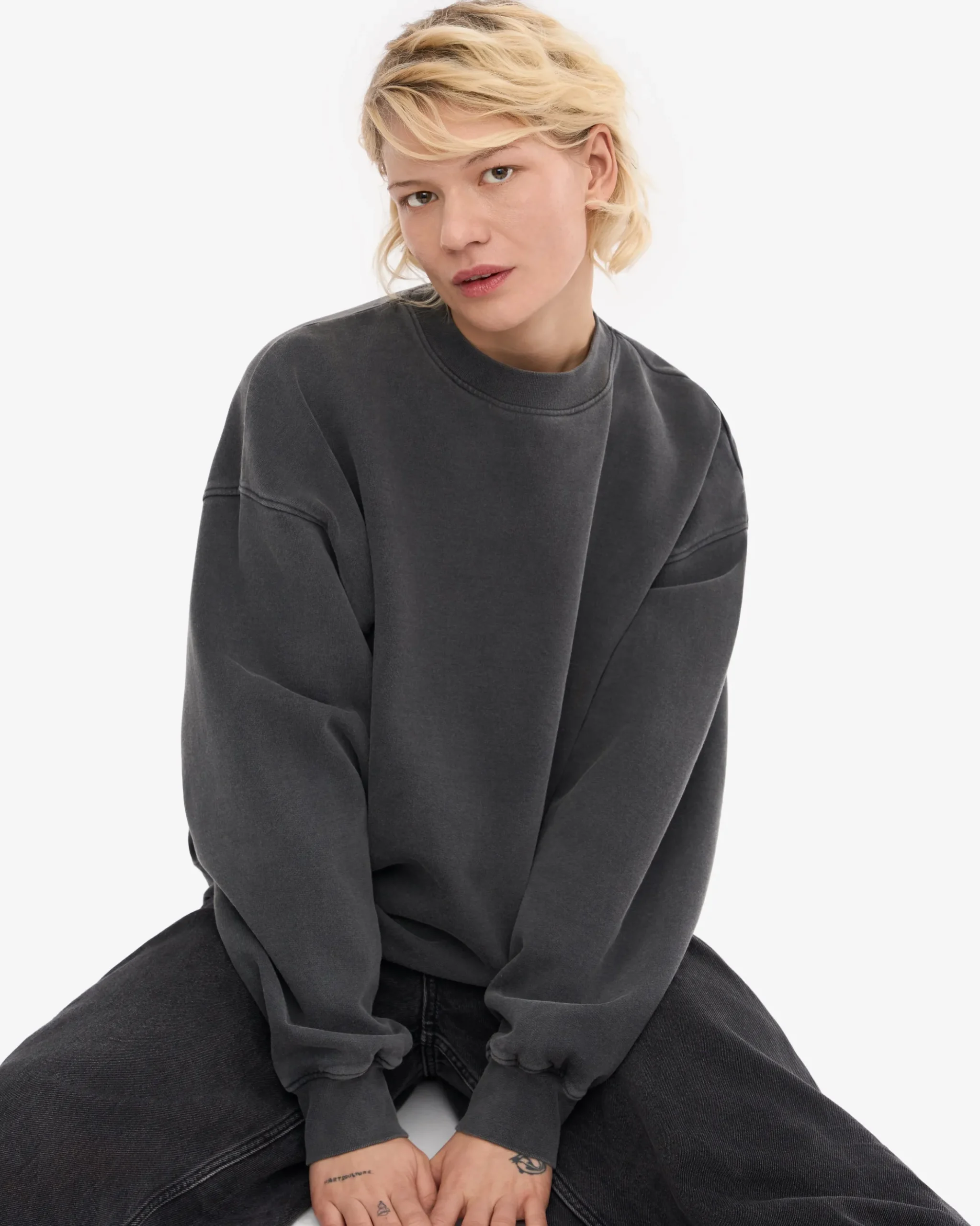 Organic Oversized Crew - Faded Black