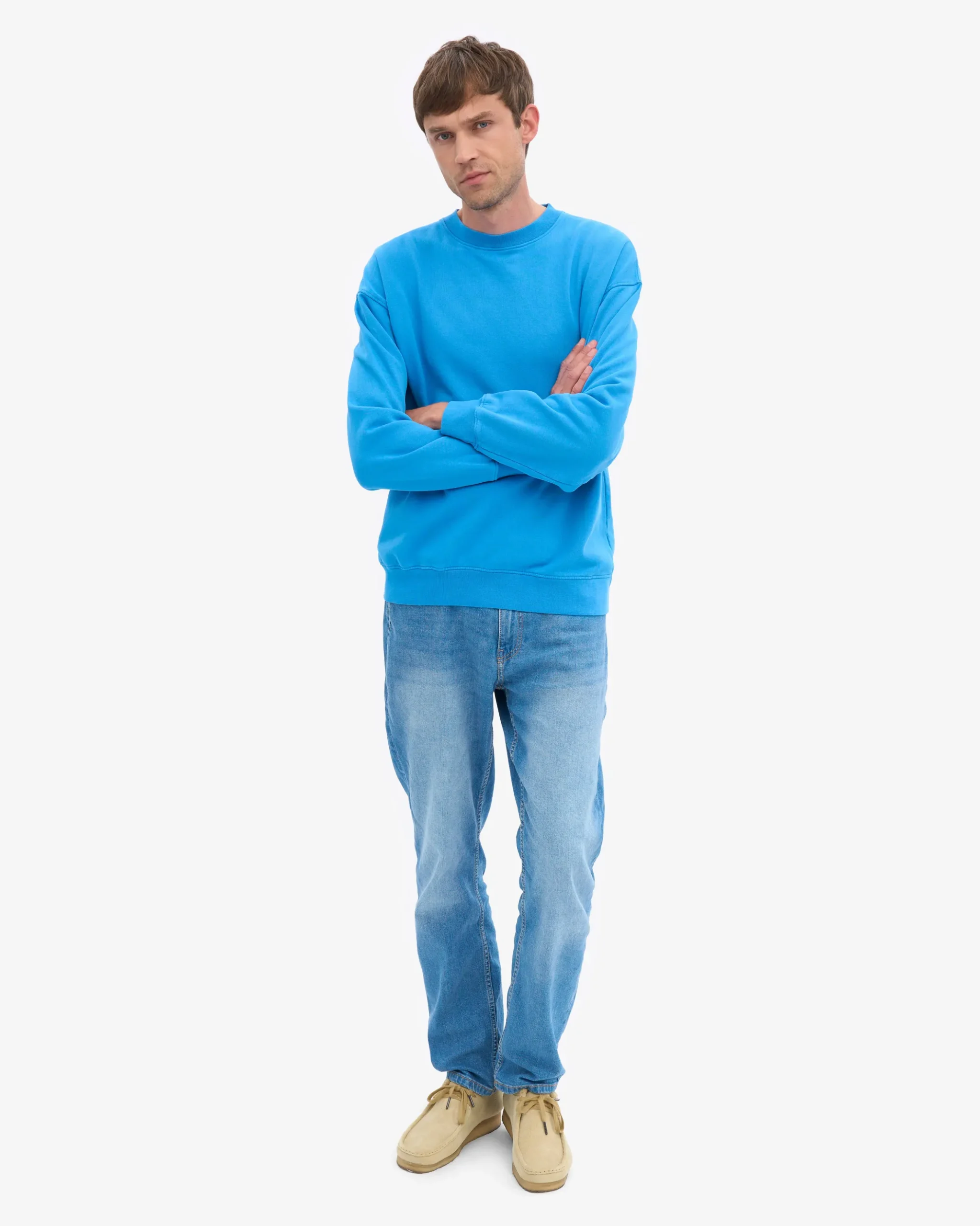 Organic Oversized Crew - Pacific Blue