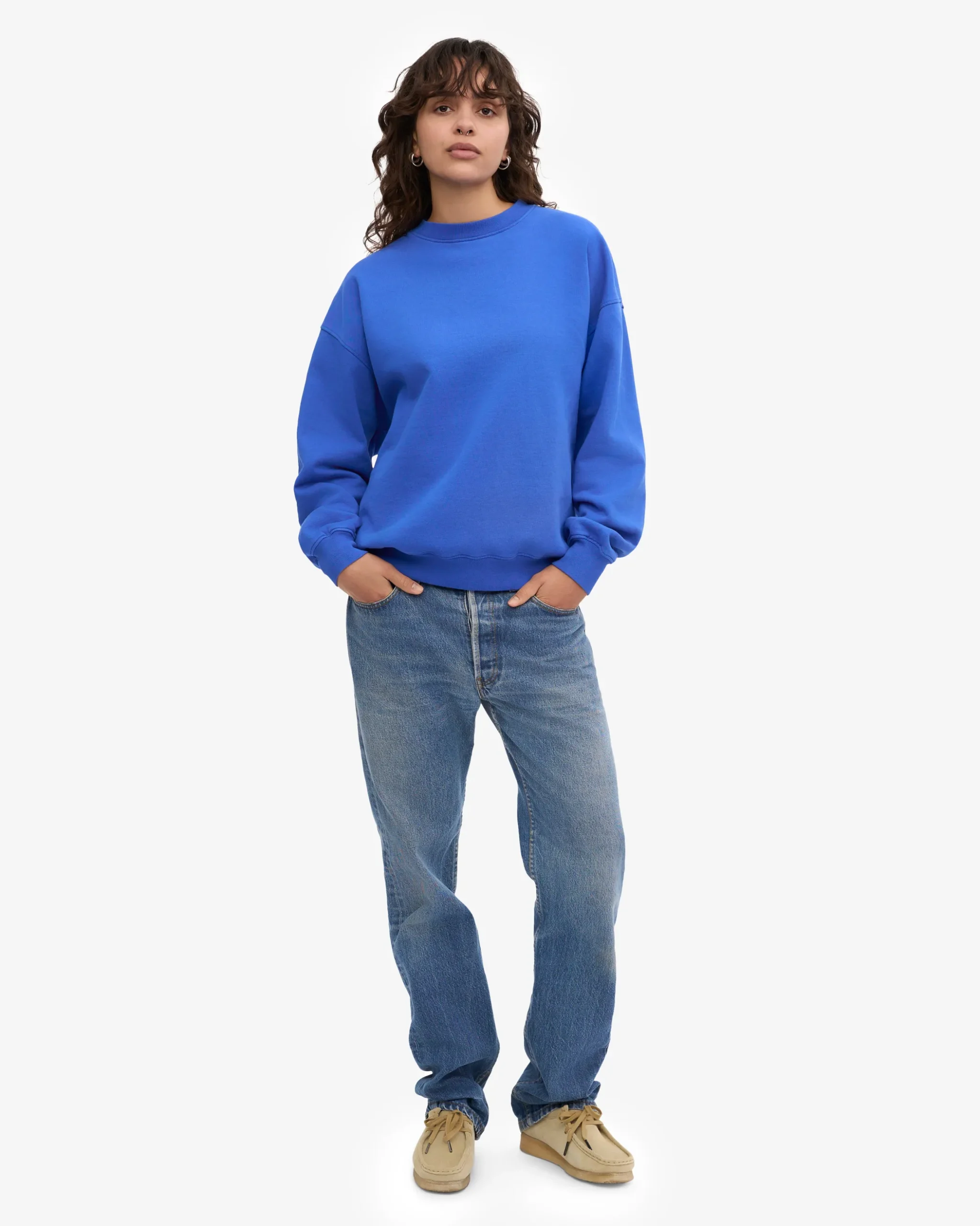 Organic Oversized Crew - Sapphire Blue