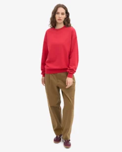 Organic Oversized Crew - Scarlet Red