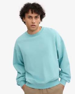 Organic Oversized Crew - Teal Blue