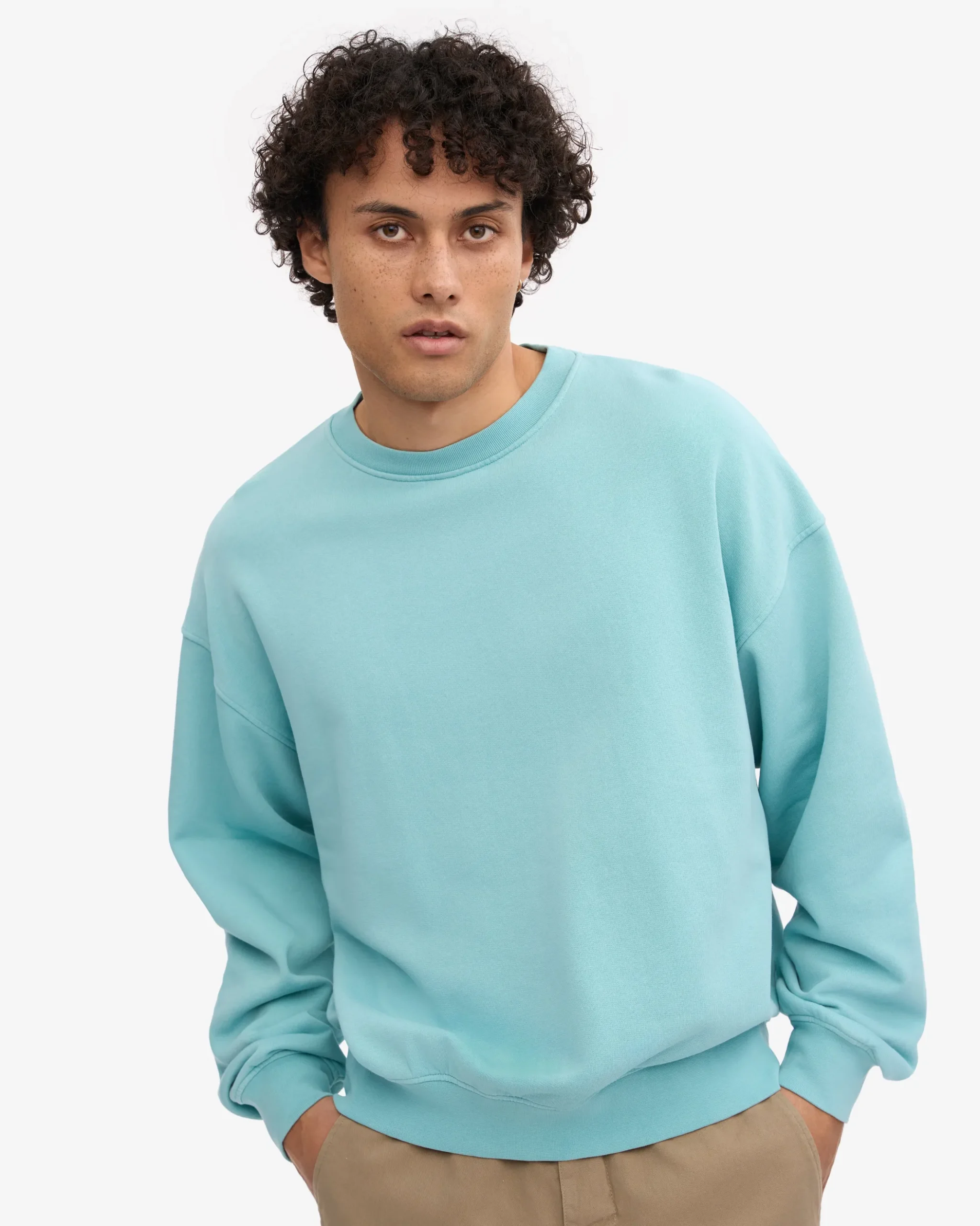 Organic Oversized Crew - Teal Blue