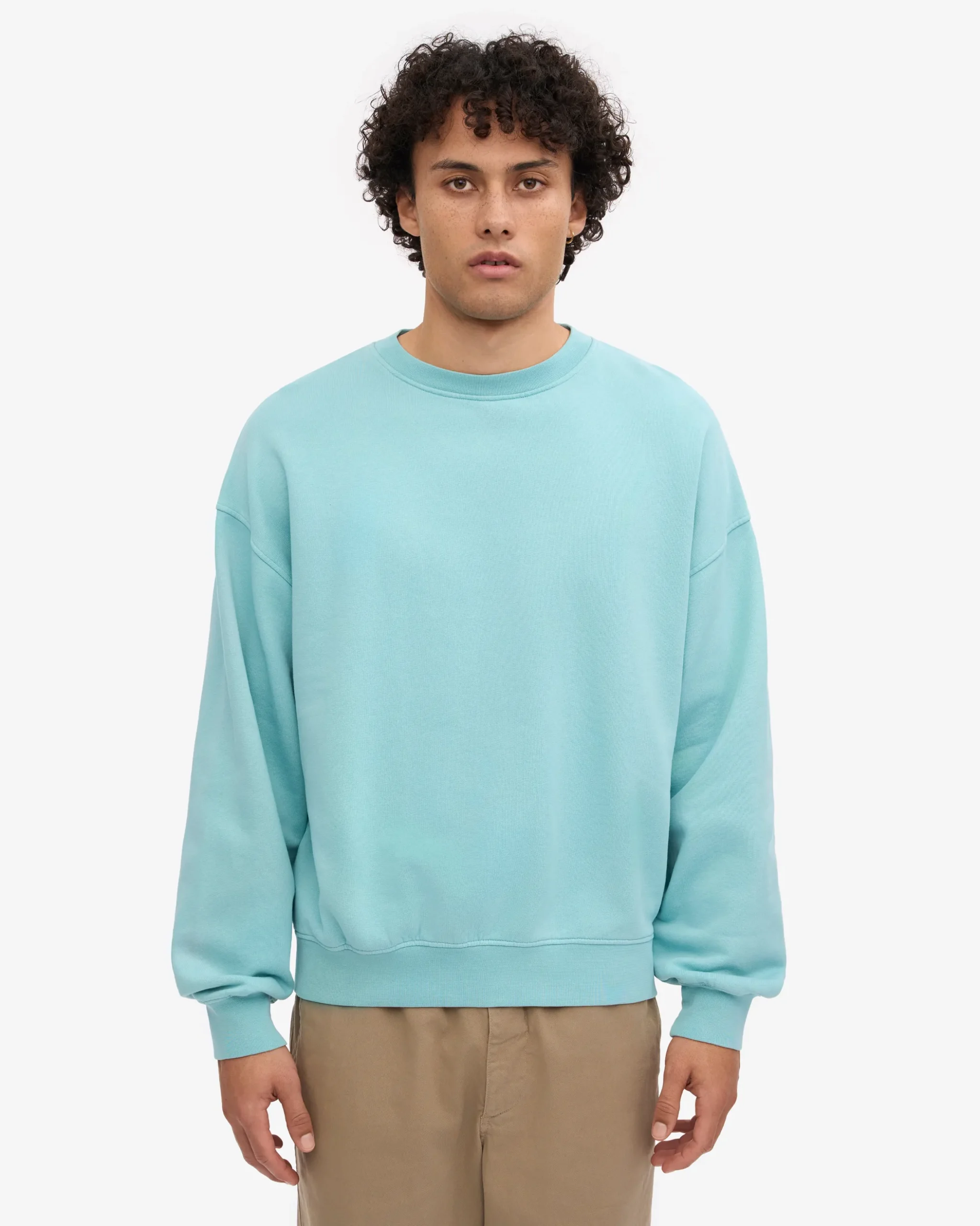 Organic Oversized Crew - Teal Blue