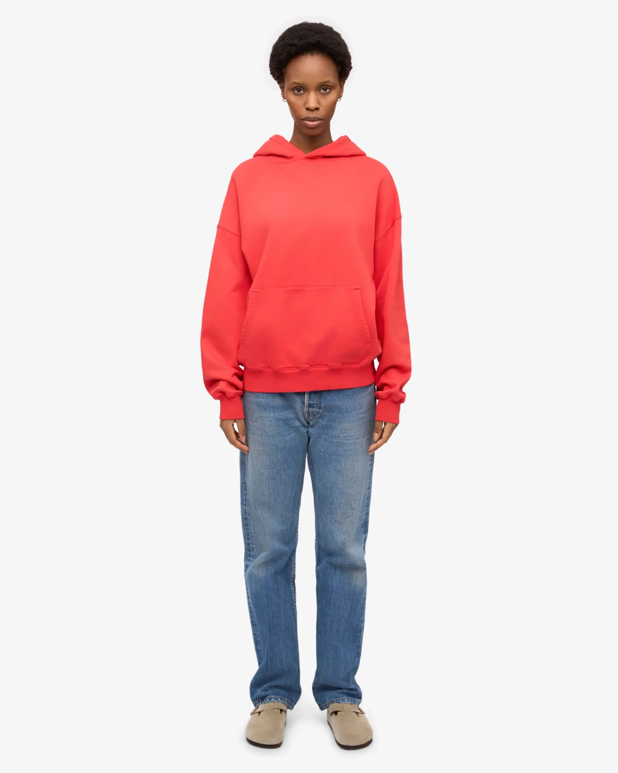 Organic Oversized Hood - Red Tangerine