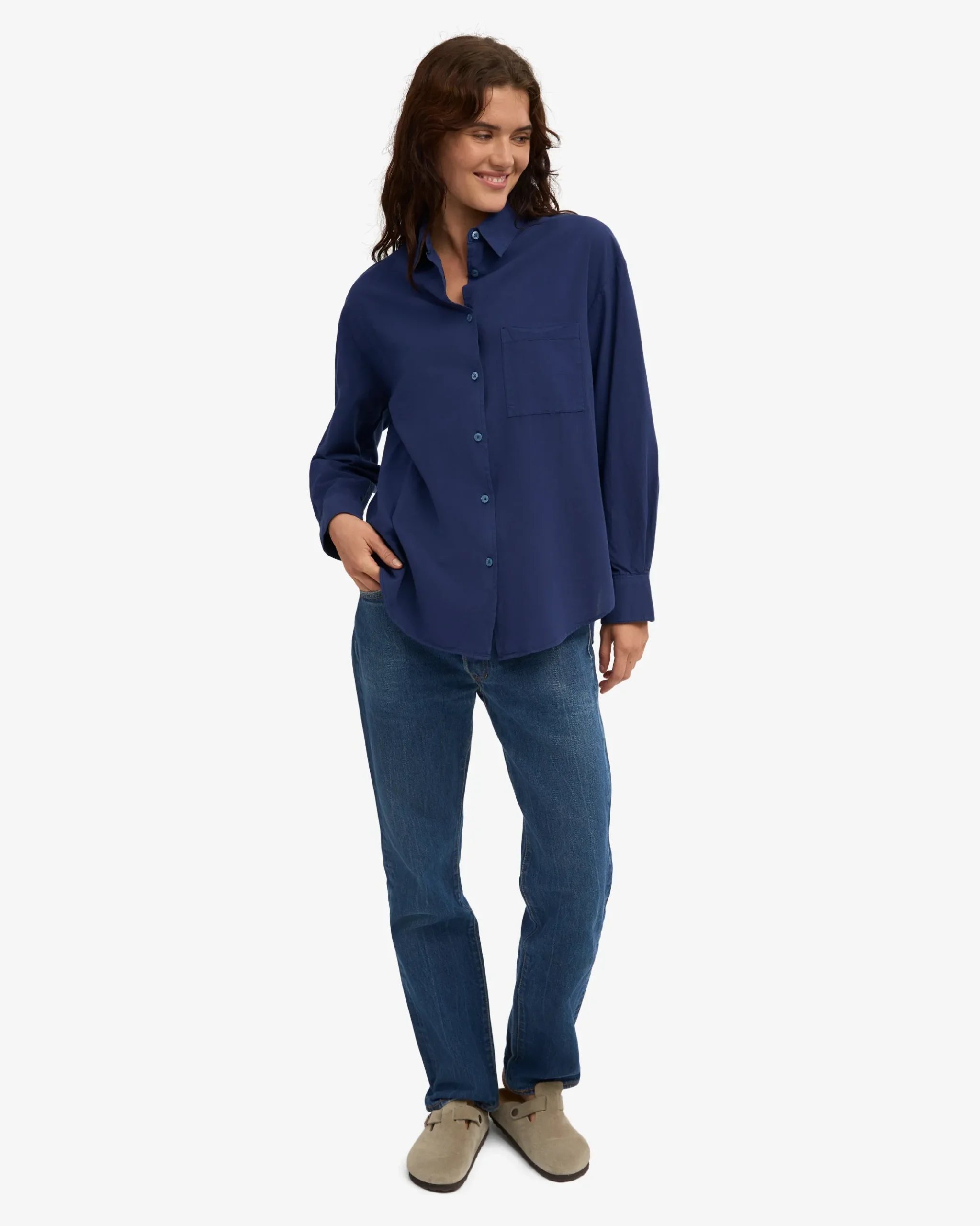 Organic Oversized Shirt - Marine Blue