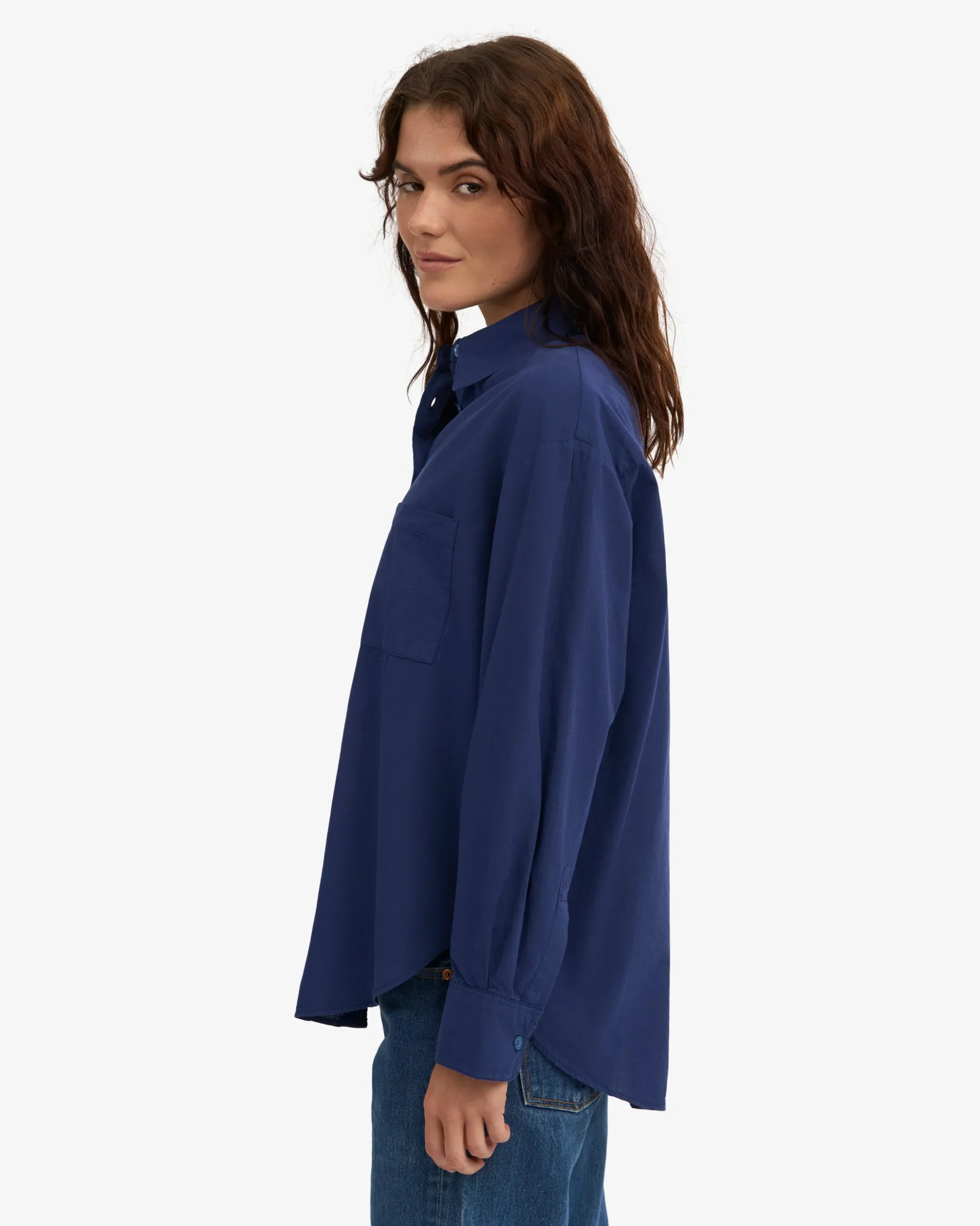 Organic Oversized Shirt - Marine Blue