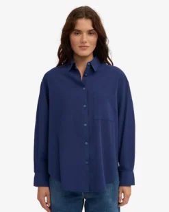 Organic Oversized Shirt - Marine Blue