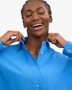 Organic Oversized Shirt - Pacific Blue