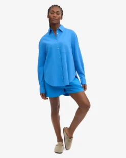 Organic Oversized Shirt - Pacific Blue