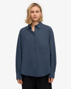Organic Oversized Shirt - Petrol Blue