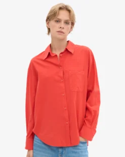 Organic Oversized Shirt - Red Tangerine