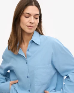 Organic Oversized Shirt - Seaside Blue