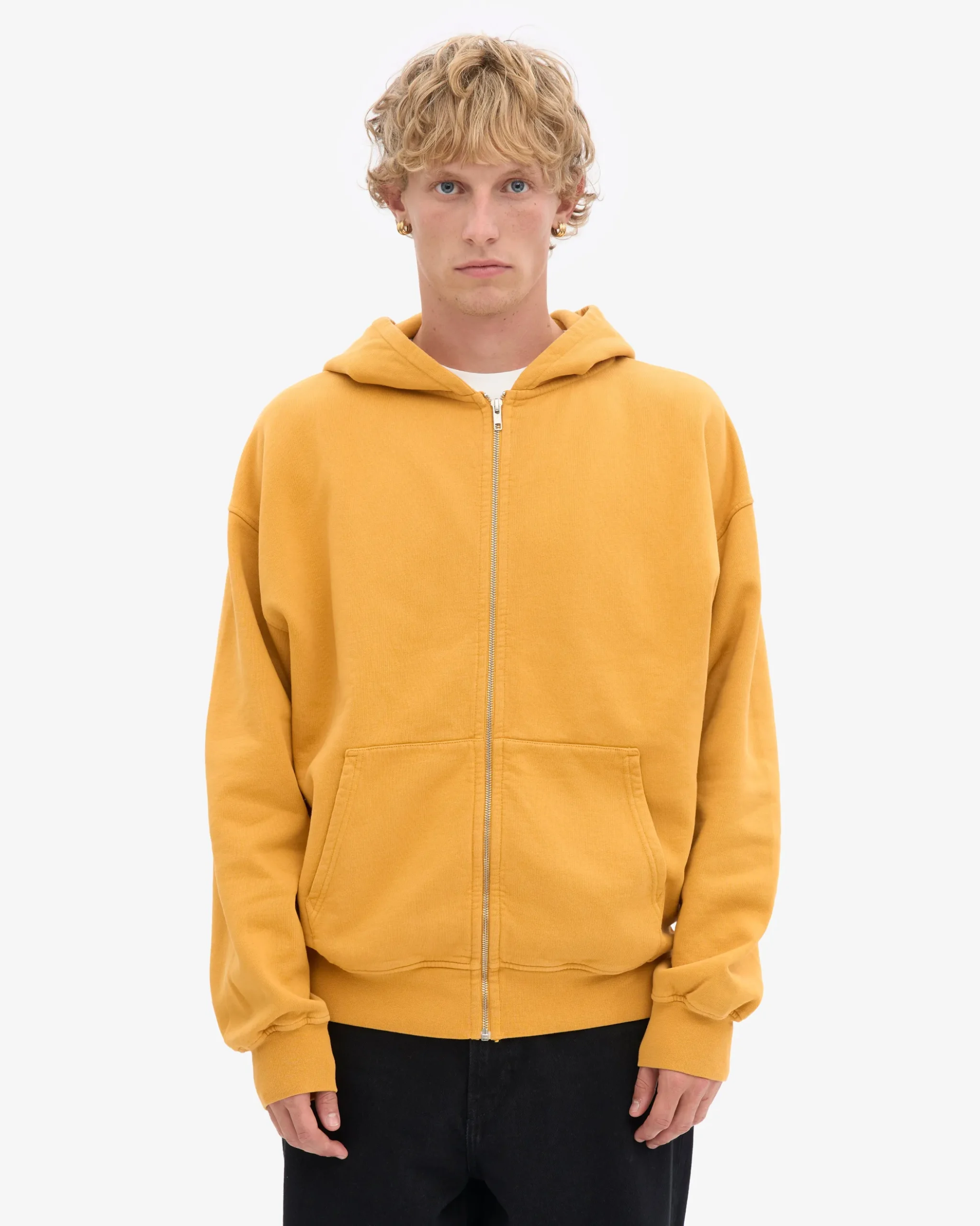 Organic Oversized Zip Hood - Burned Yellow