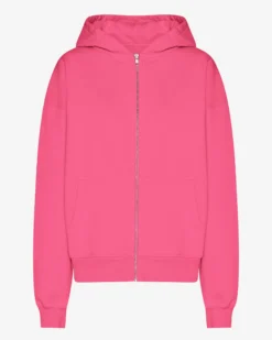 Organic Oversized Zip Hood - Bubblegum Pink