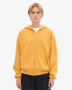 Organic Oversized Zip Hood - Burned Yellow