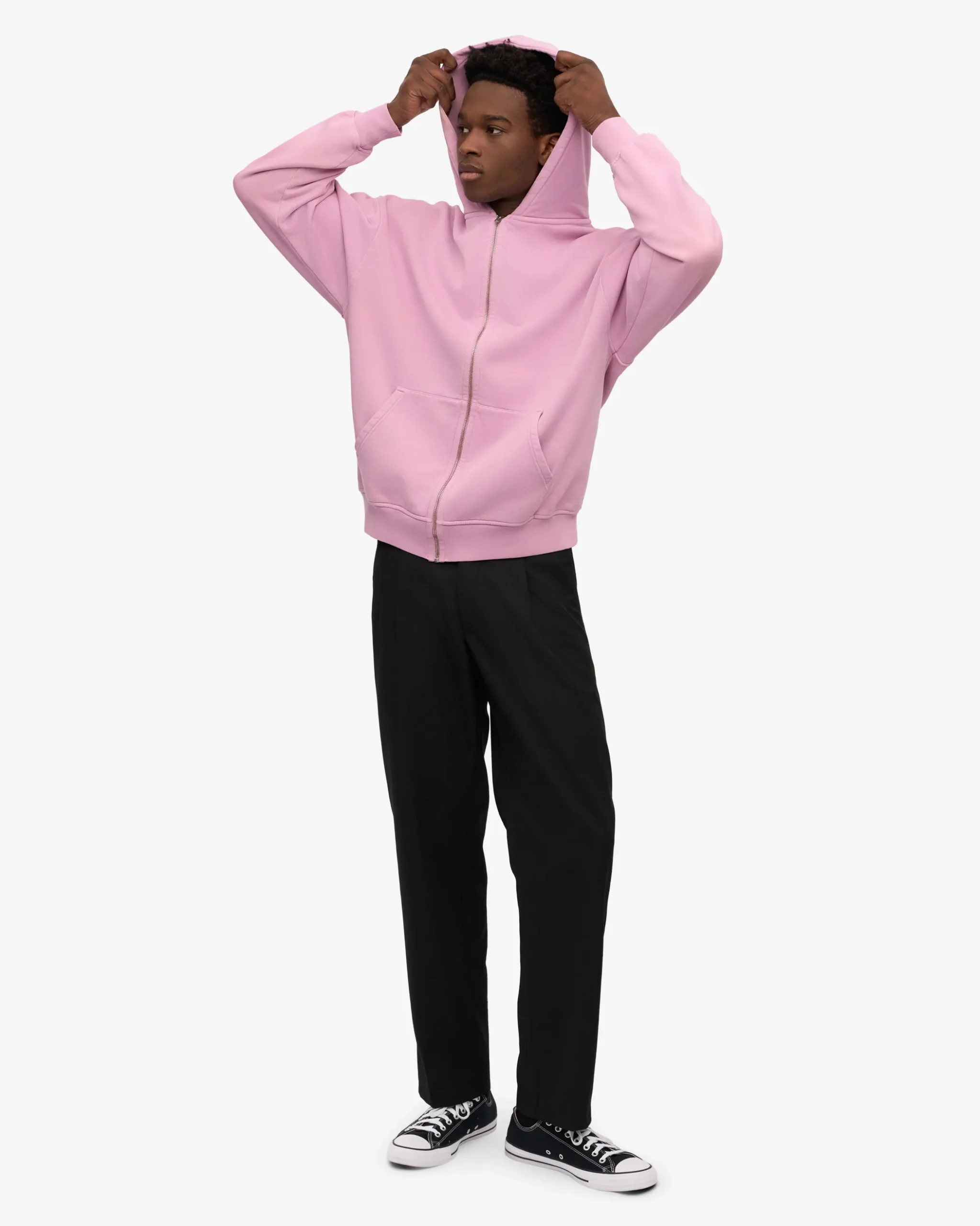 Organic Oversized Zip Hood - Cherry Blossom