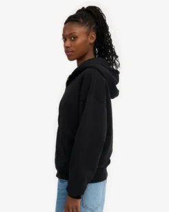 Organic Oversized Zip Hood - Deep Black