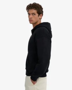 Organic Oversized Zip Hood - Deep Black