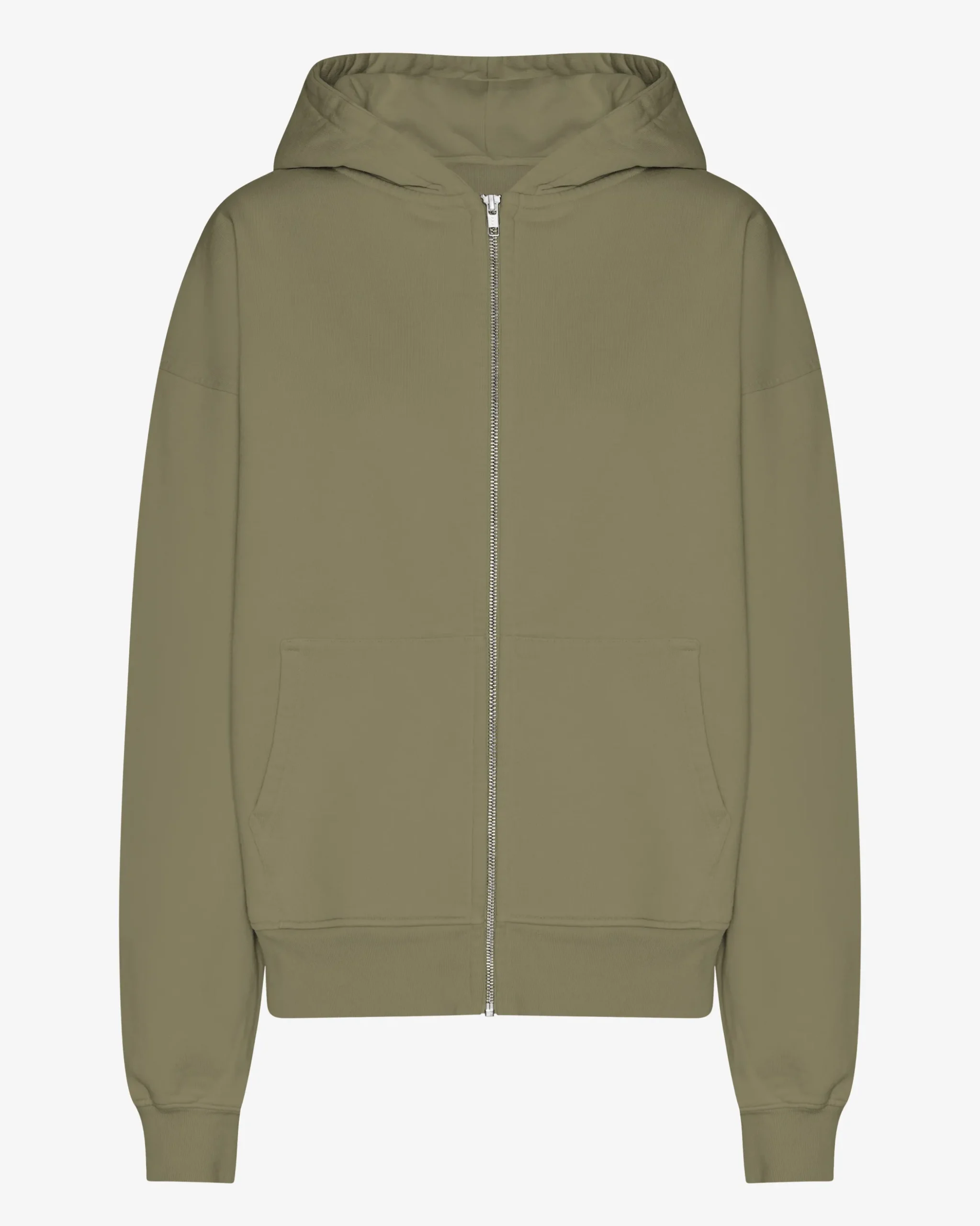 Organic Oversized Zip Hood - Dusty Olive