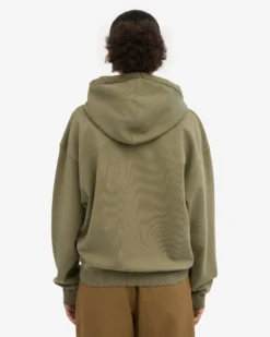 Organic Oversized Zip Hood - Dusty Olive
