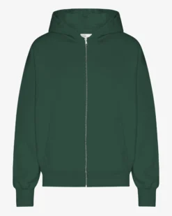 Organic Oversized Zip Hood - Emerald Green