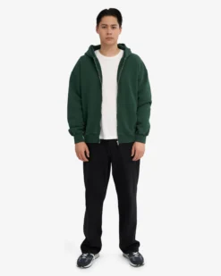 Organic Oversized Zip Hood - Emerald Green