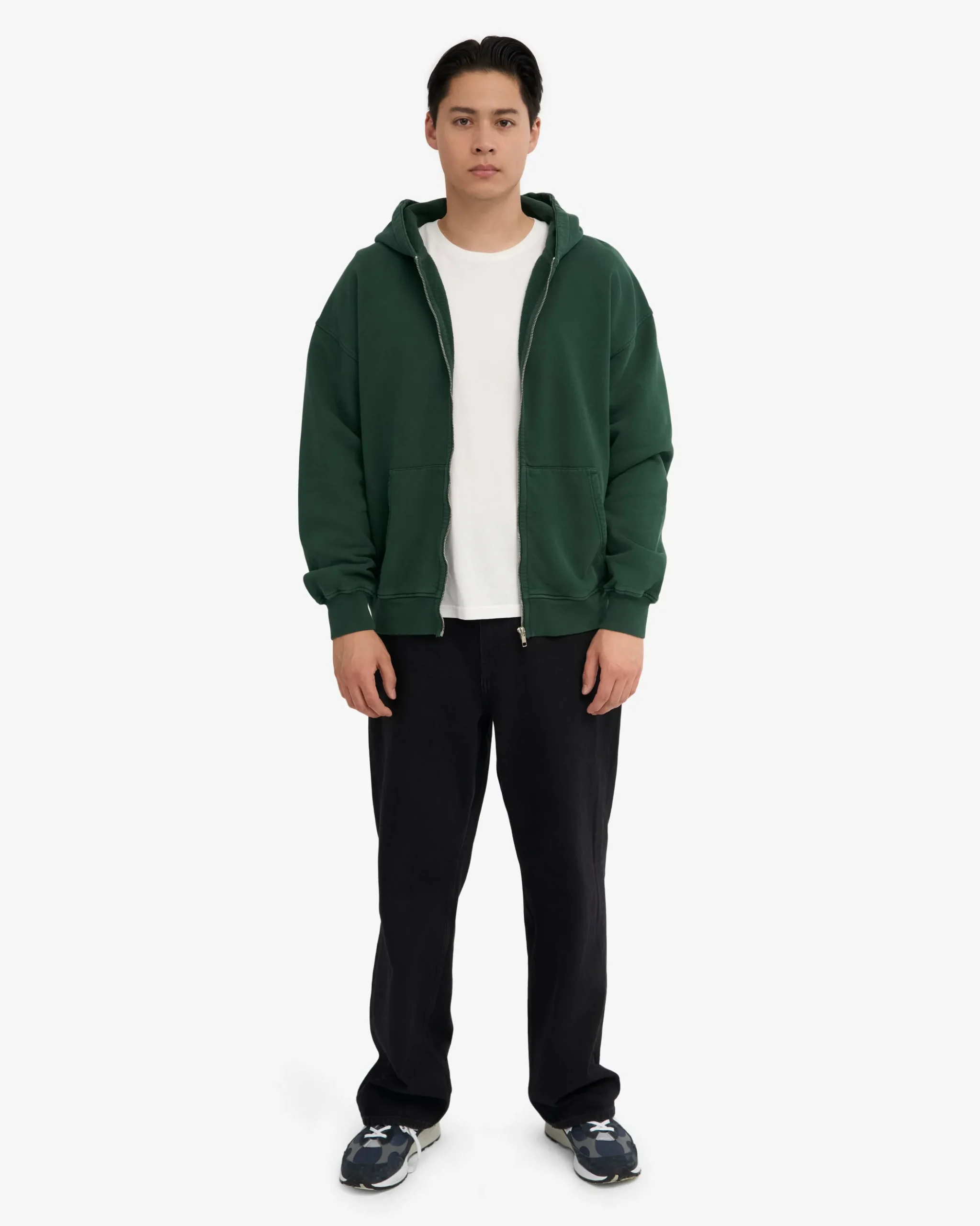 Organic Oversized Zip Hood - Emerald Green
