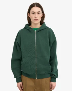 Organic Oversized Zip Hood - Emerald Green