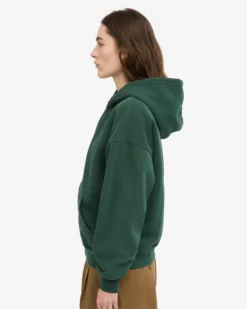 Organic Oversized Zip Hood - Emerald Green