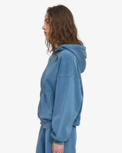 Organic Oversized Zip Hood - Faded Indigo
