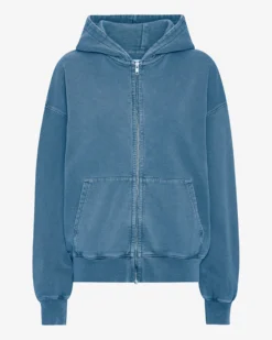 Organic Oversized Zip Hood - Faded Indigo