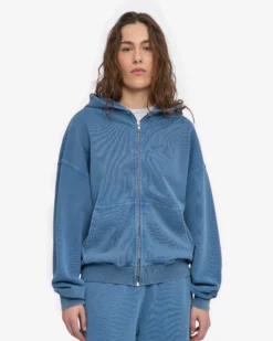 Organic Oversized Zip Hood - Faded Indigo