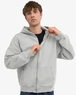 Organic Oversized Zip Hood - Faded Grey
