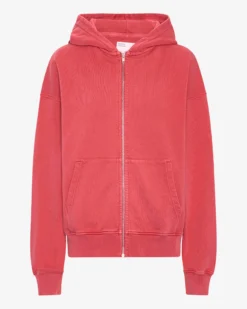 Organic Oversized Zip Hood - Faded Red
