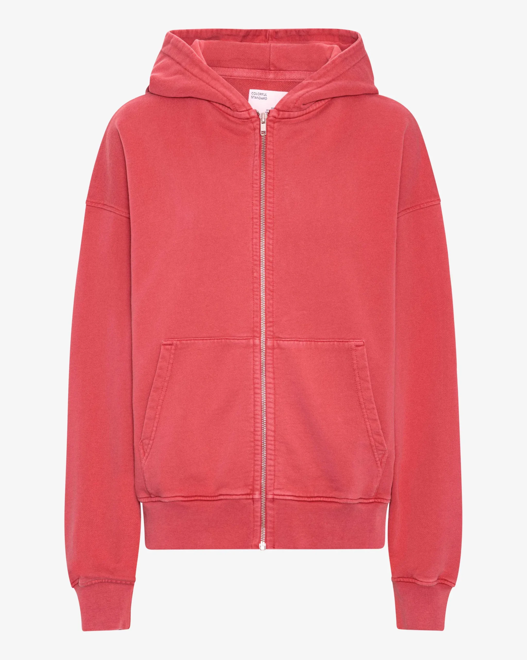 Organic Oversized Zip Hood - Faded Red