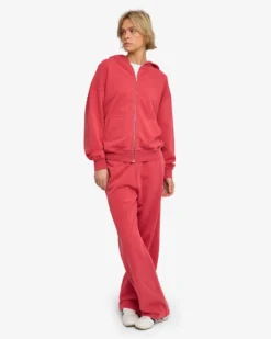 Organic Oversized Zip Hood - Faded Red