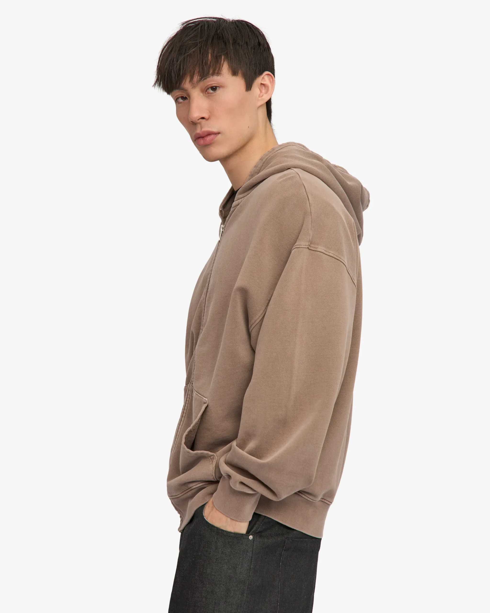 Organic Oversized Zip Hood - Faded Khaki