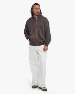 Organic Oversized Zip Hood - Faded Mud