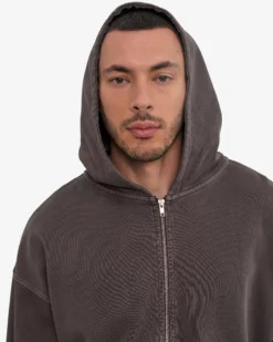 Organic Oversized Zip Hood - Faded Mud