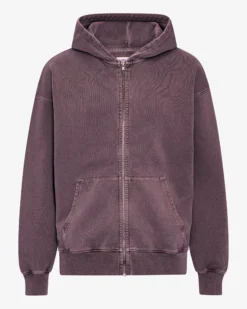Organic Oversized Zip Hood - Faded Grape