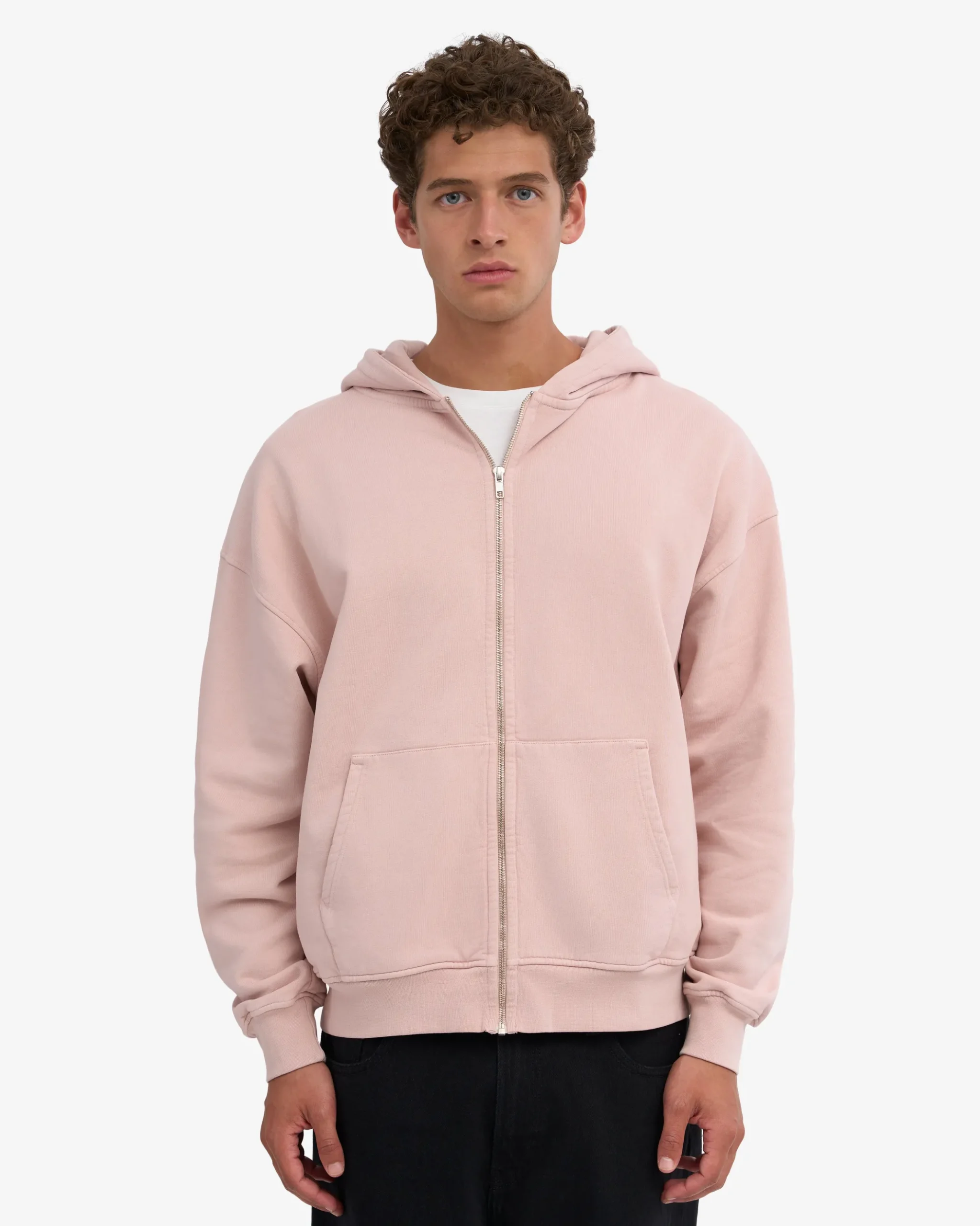 Organic Oversized Zip Hood - Faded Pink