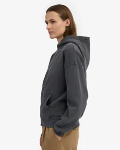 Organic Oversized Zip Hood - Faded Black