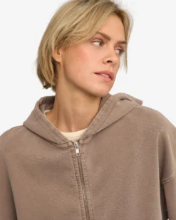 Organic Oversized Zip Hood - Faded Khaki