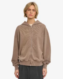 Organic Oversized Zip Hood - Faded Khaki