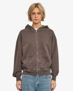 Organic Oversized Zip Hood - Faded Mud