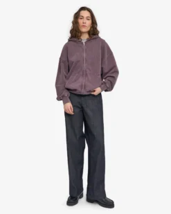 Organic Oversized Zip Hood - Faded Grape