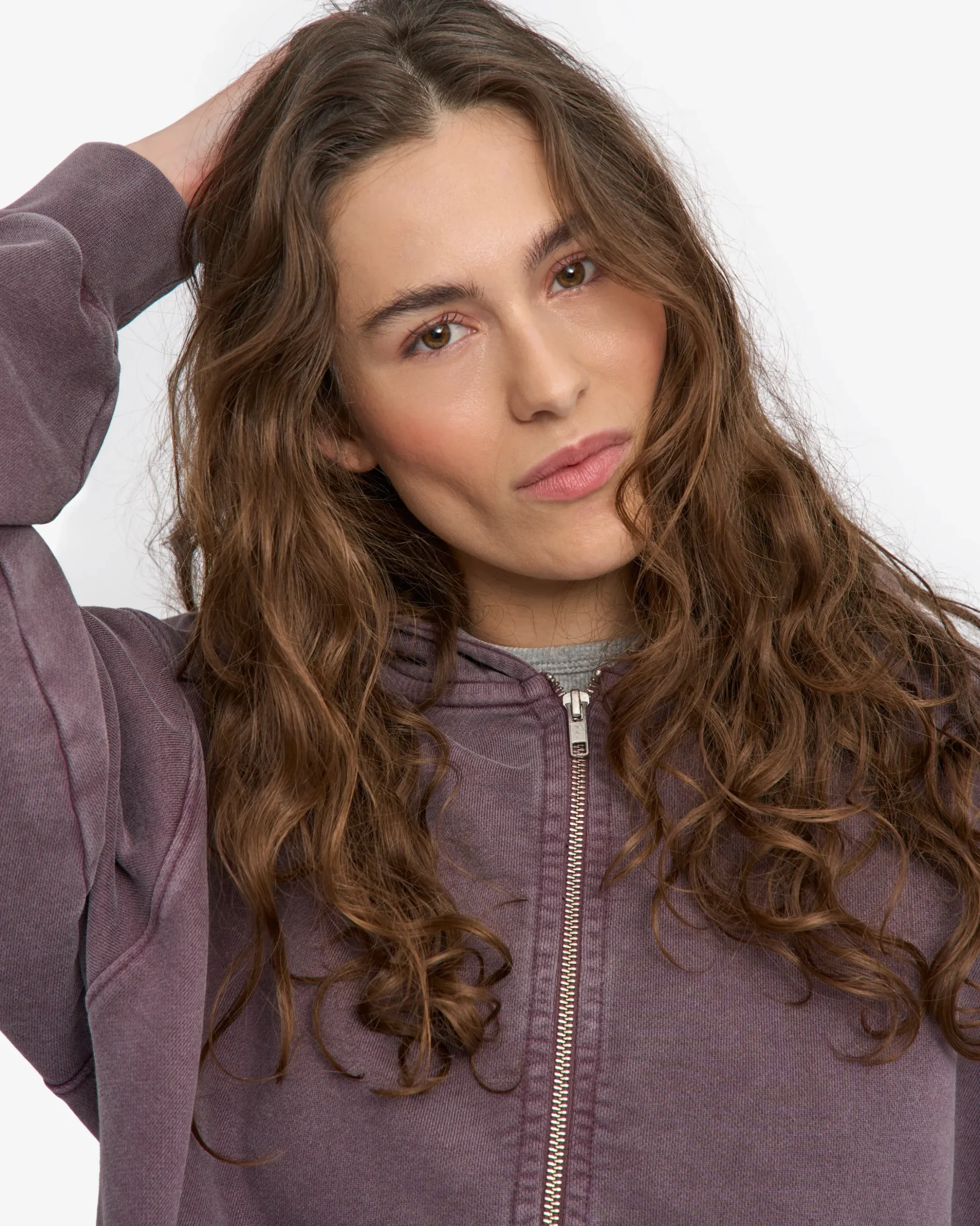 Organic Oversized Zip Hood - Faded Grape