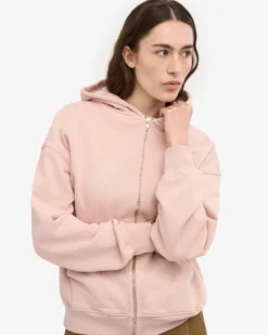 Organic Oversized Zip Hood - Faded Pink