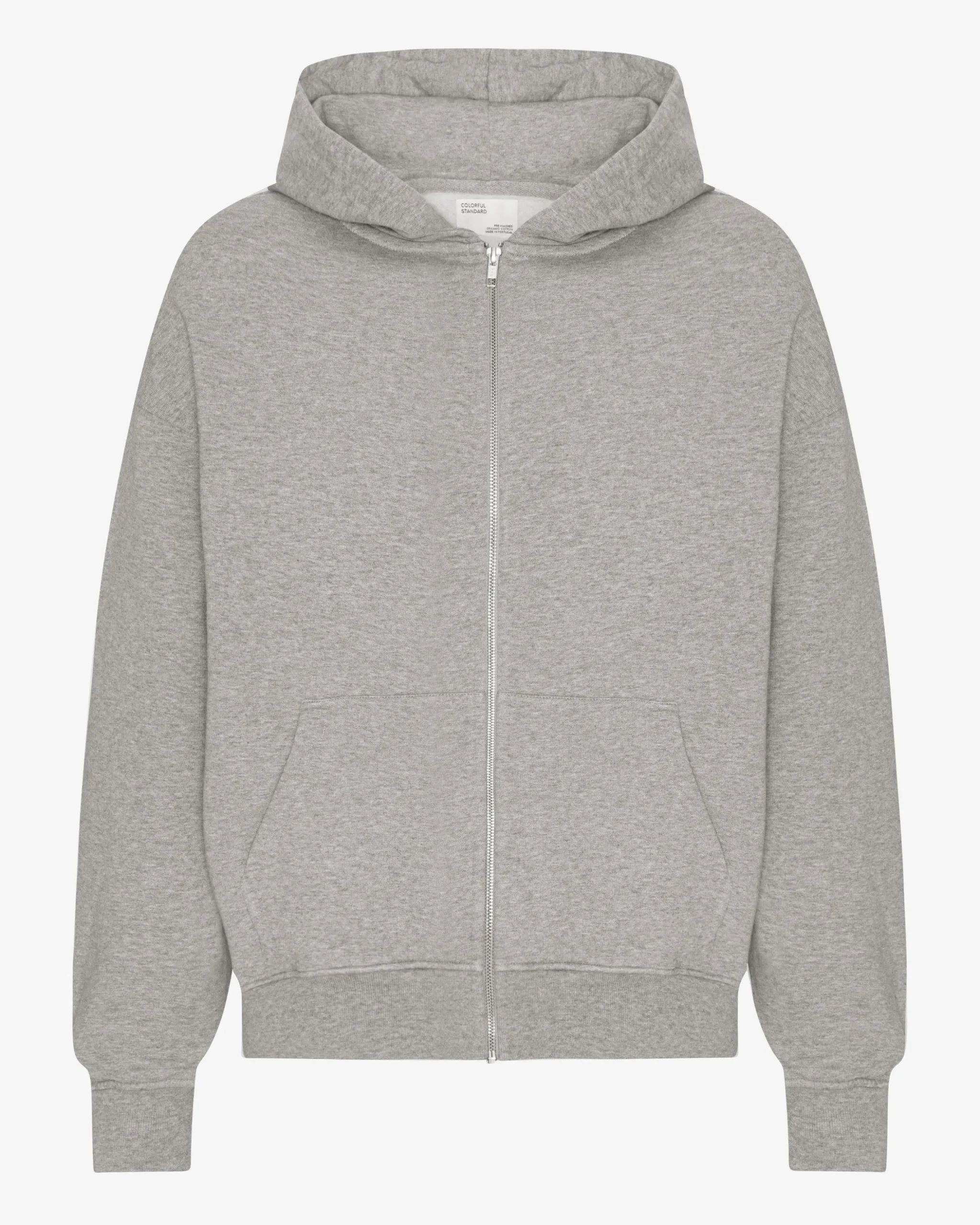Organic Oversized Zip Hood - Heather Grey