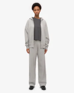 Organic Oversized Zip Hood - Heather Grey